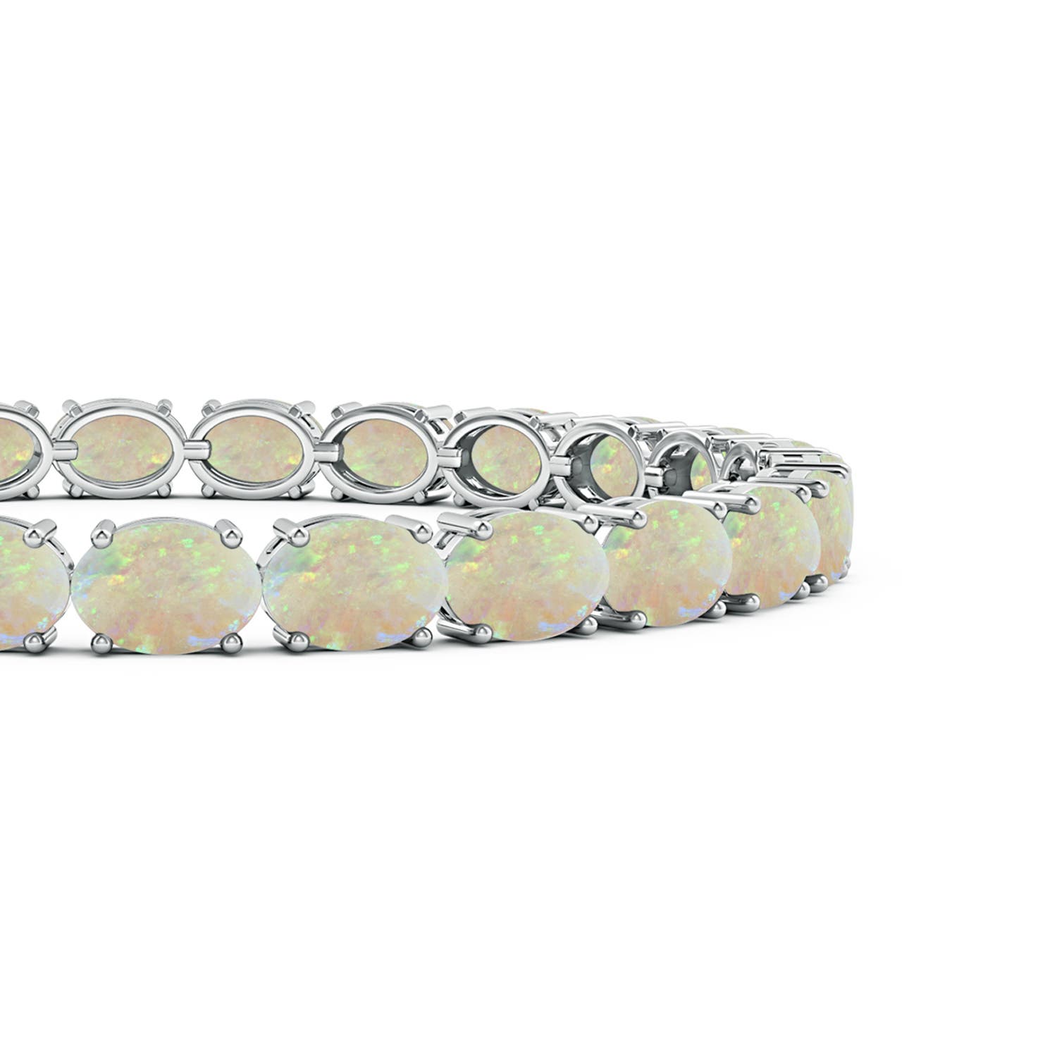 7x5mm AAA Classic Oval Opal Tennis Link Bracelet in 18K White Gold