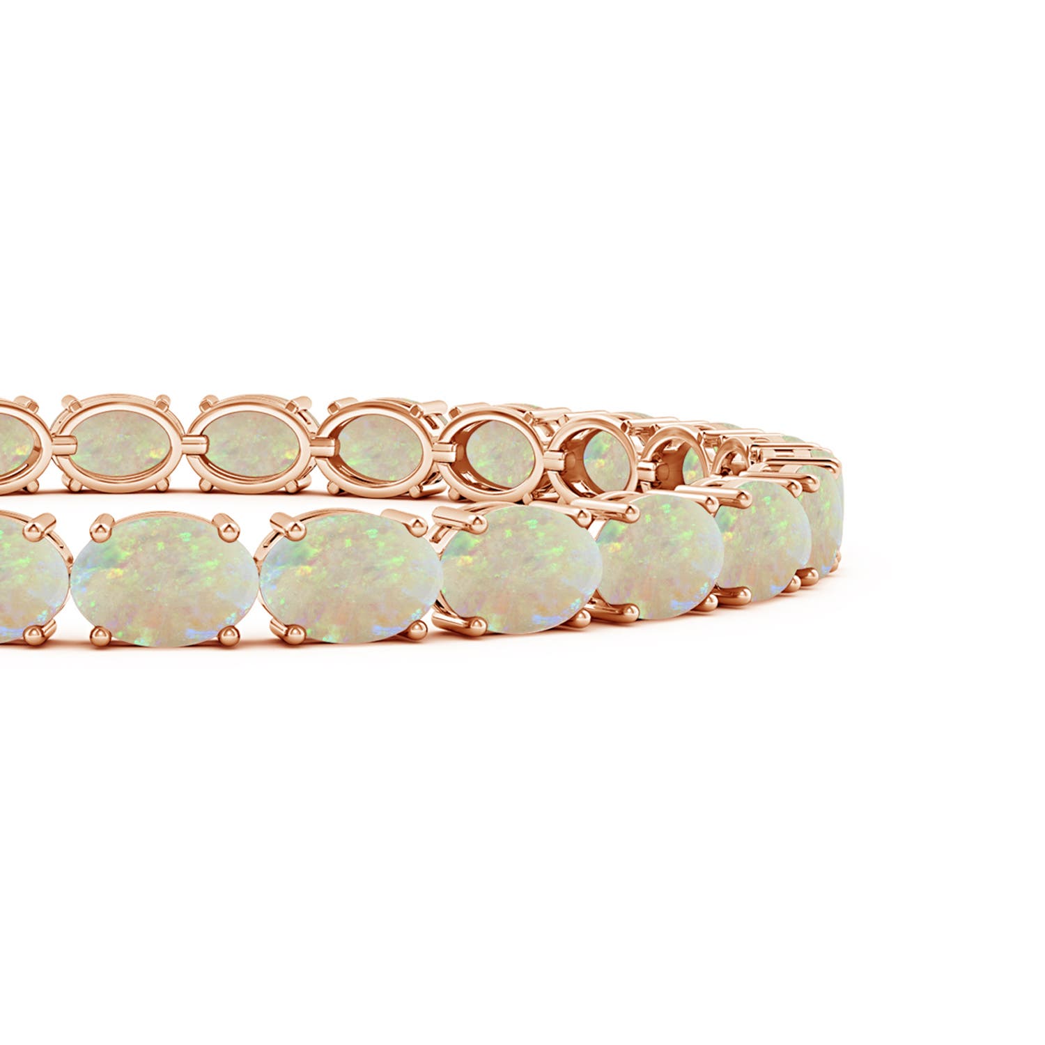 ANGARA Natural 10.8 Ct Oval Opal Tennis Link Bracelet in 14K Solid Gold