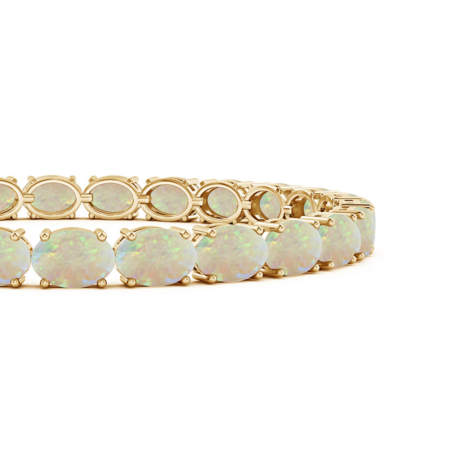 7x5mm AAA Classic Oval Opal Tennis Link Bracelet in Yellow Gold