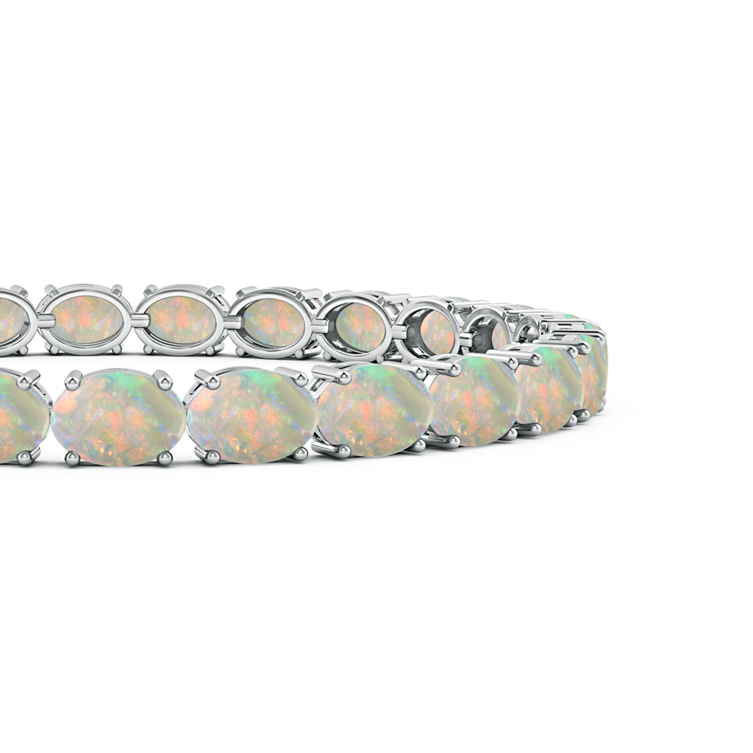 7x5mm AAAA Classic Oval Opal Tennis Link Bracelet in S999 Silver