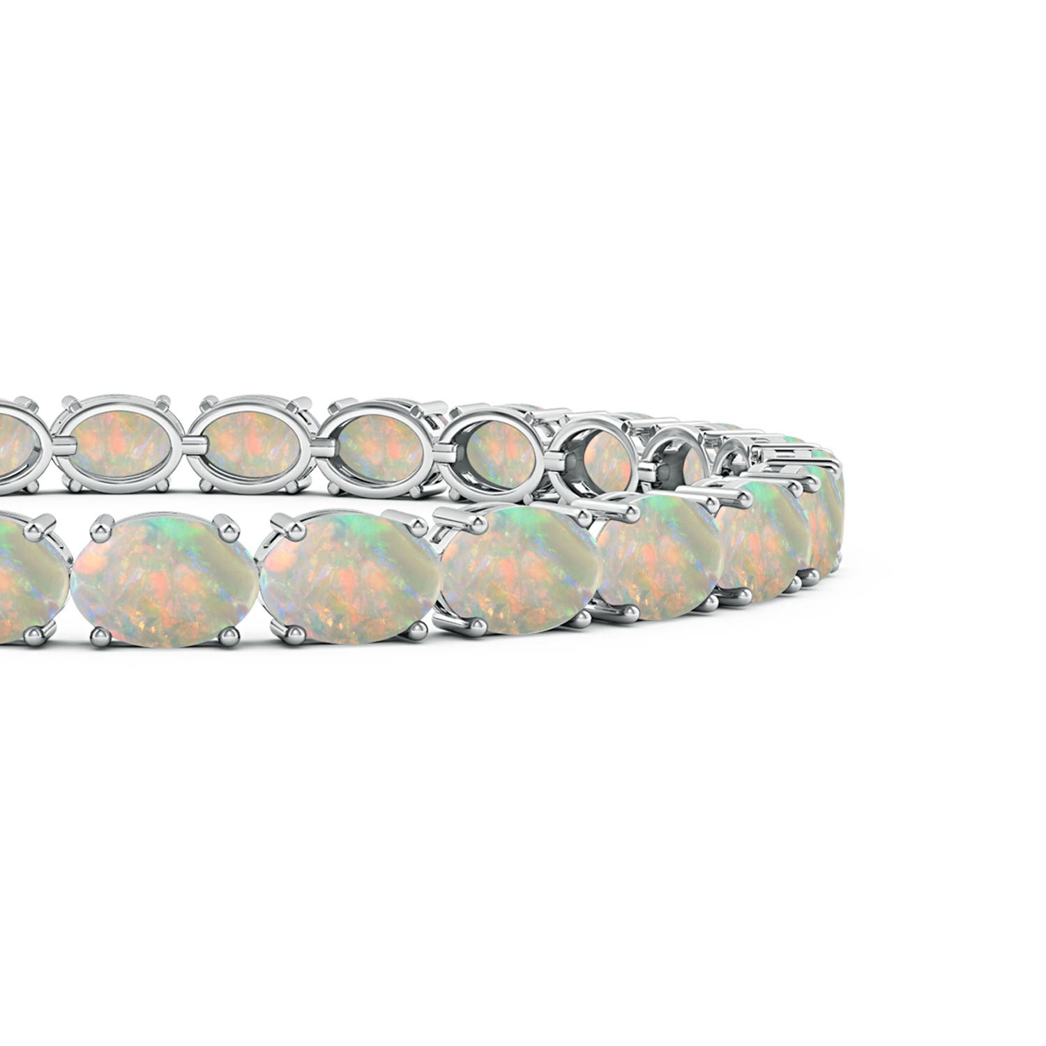 ANGARA Natural 10.8 Ct Oval Opal Tennis Link Bracelet in 14K Solid Gold