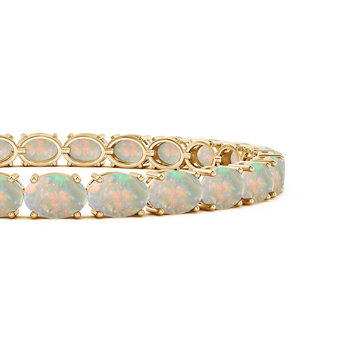 ANGARA Natural 10.8 Ct Oval Opal Tennis Link Bracelet in 14K Solid Gold