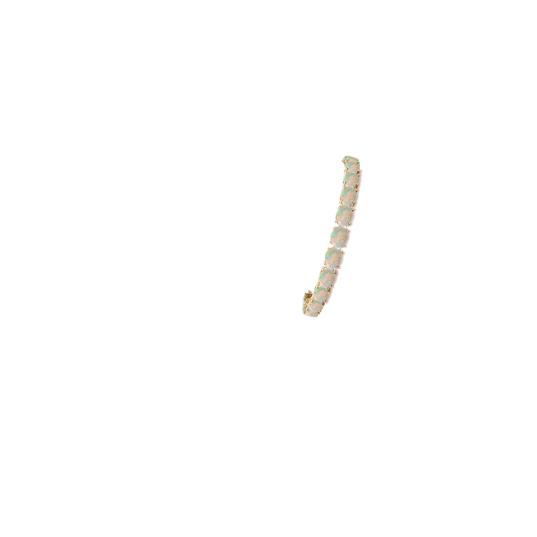 7x5mm AAAA Classic Oval Opal Tennis Link Bracelet in Yellow Gold - body_arm