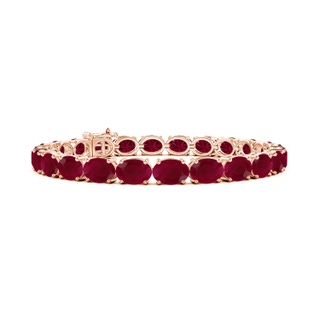 7x5mm A Classic Oval Ruby Tennis Link Bracelet in 10K Rose Gold