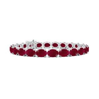 7x5mm A Classic Oval Ruby Tennis Link Bracelet in 10K White Gold