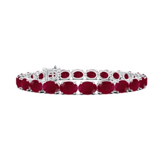 7x5mm A Classic Oval Ruby Tennis Link Bracelet in S999 Silver