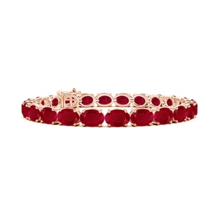 7x5mm AA Classic Oval Ruby Tennis Link Bracelet in Rose Gold