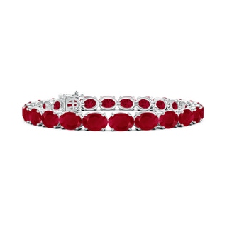 7x5mm AA Classic Oval Ruby Tennis Link Bracelet in White Gold