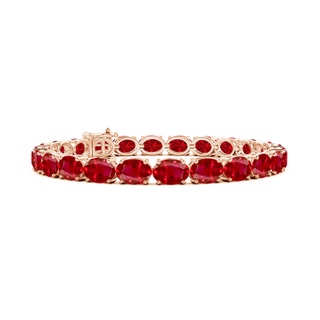 7x5mm AAA Classic Oval Ruby Tennis Link Bracelet in Rose Gold