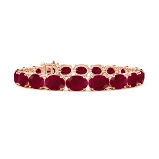 8x6mm A Classic Oval Ruby Tennis Link Bracelet in 9K Rose Gold