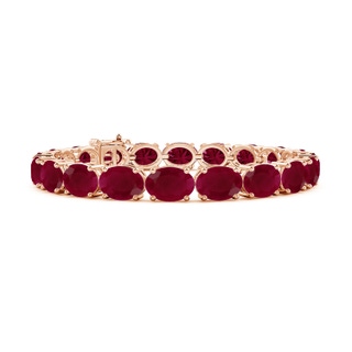 8x6mm A Classic Oval Ruby Tennis Link Bracelet in Rose Gold