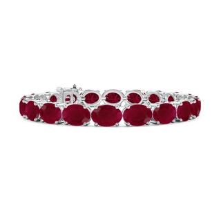 8x6mm A Classic Oval Ruby Tennis Link Bracelet in S999 Silver