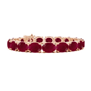 9x7mm A Classic Oval Ruby Tennis Link Bracelet in Rose Gold