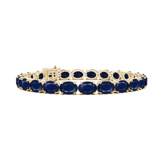 7x5mm A Classic Oval Blue Sapphire Tennis Link Bracelet in 10K Yellow Gold
