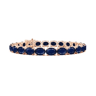 7x5mm A Classic Oval Blue Sapphire Tennis Link Bracelet in Rose Gold