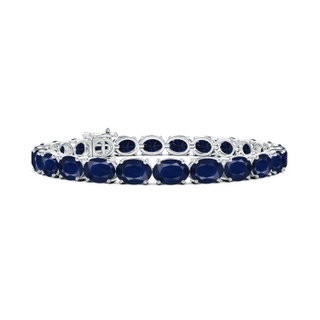 7x5mm A Classic Oval Blue Sapphire Tennis Link Bracelet in S999 Silver
