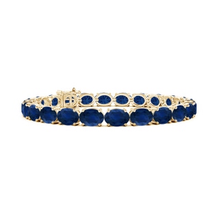 7x5mm AA Classic Oval Blue Sapphire Tennis Link Bracelet in 10K Yellow Gold