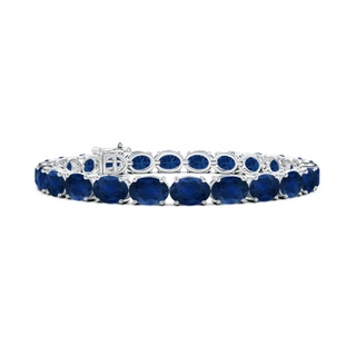 7x5mm AA Classic Oval Blue Sapphire Tennis Link Bracelet in S999 Silver