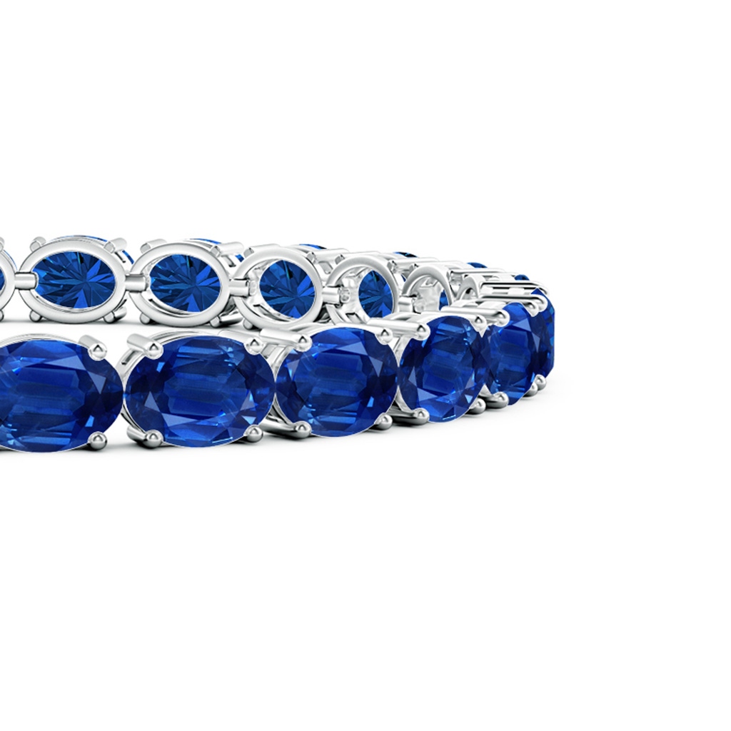 7x5mm AAA Classic Oval Blue Sapphire Tennis Link Bracelet in White Gold Side 199