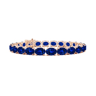 7x5mm Lab-Grown Classic Oval Blue Sapphire Tennis Link Bracelet in 10K Rose Gold