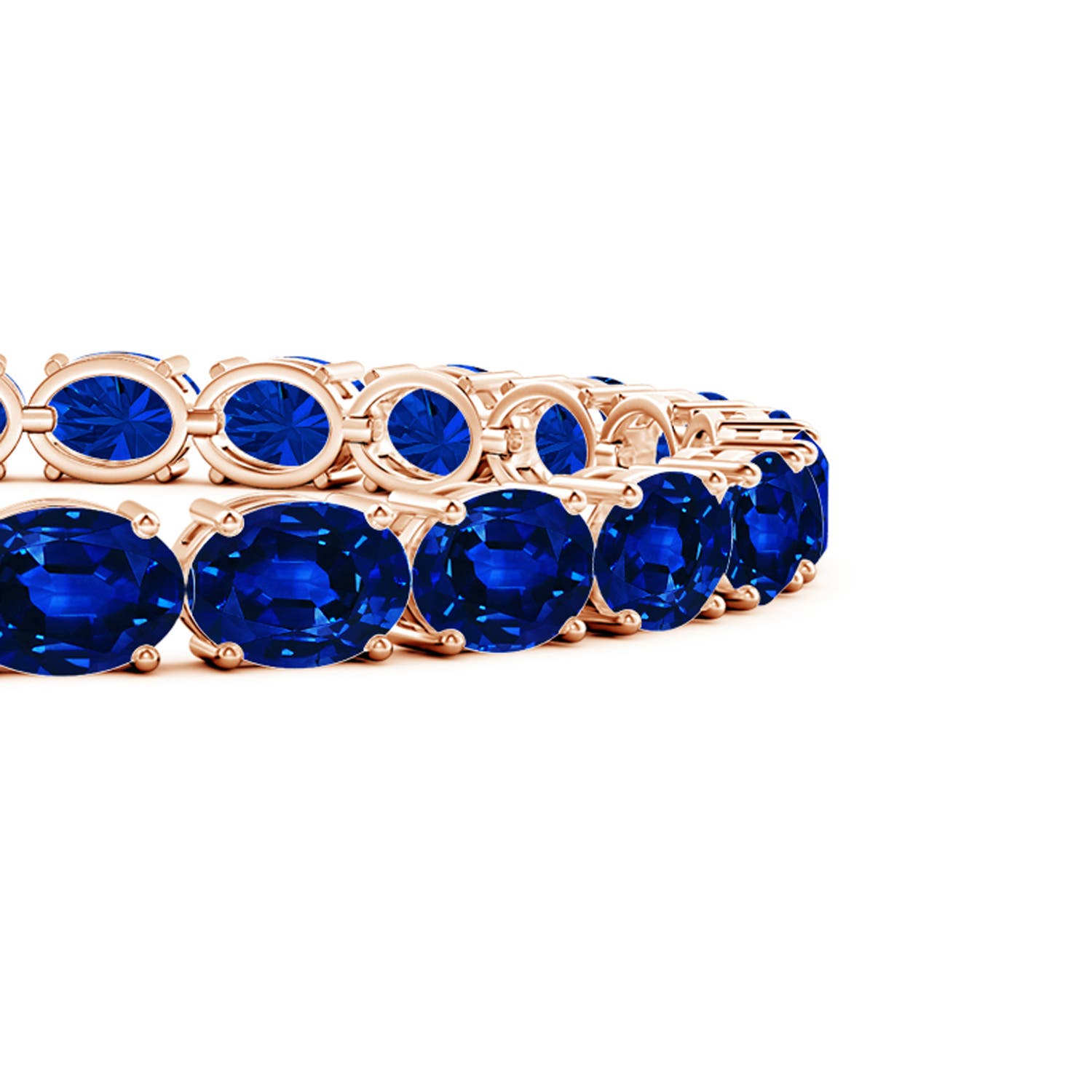 7x5mm AAAA Classic Oval Blue Sapphire Tennis Link Bracelet in Rose Gold