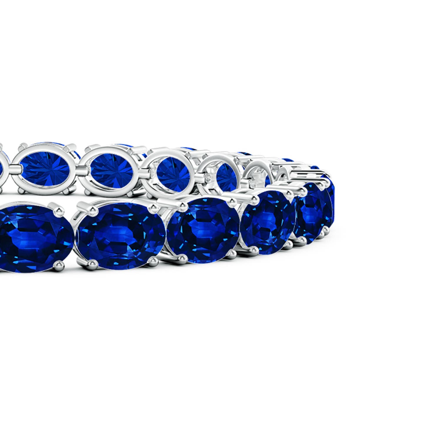 7x5mm AAAA Classic Oval Blue Sapphire Tennis Link Bracelet in White Gold