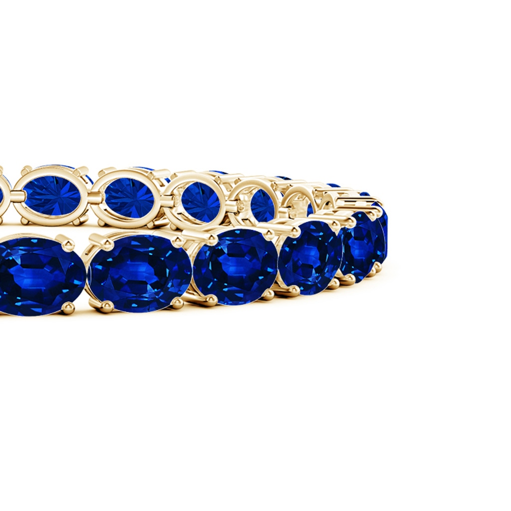 7x5mm Lab-Grown Classic Oval Blue Sapphire Tennis Link Bracelet in Yellow Gold - side 199