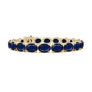 8x6mm A Classic Oval Blue Sapphire Tennis Link Bracelet in 9K Yellow Gold