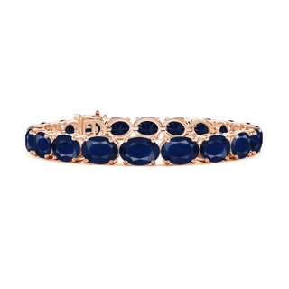 8x6mm A Classic Oval Blue Sapphire Tennis Link Bracelet in Rose Gold