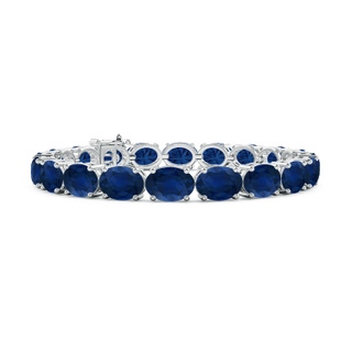 8x6mm AA Classic Oval Blue Sapphire Tennis Link Bracelet in S999 Silver