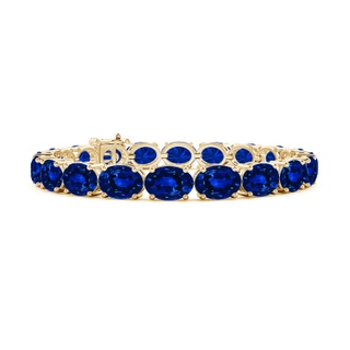 8x6mm Lab-Grown Classic Oval Blue Sapphire Tennis Link Bracelet in 9K Yellow Gold