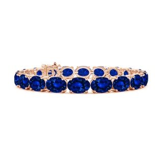 8x6mm Lab-Grown Classic Oval Blue Sapphire Tennis Link Bracelet in Rose Gold