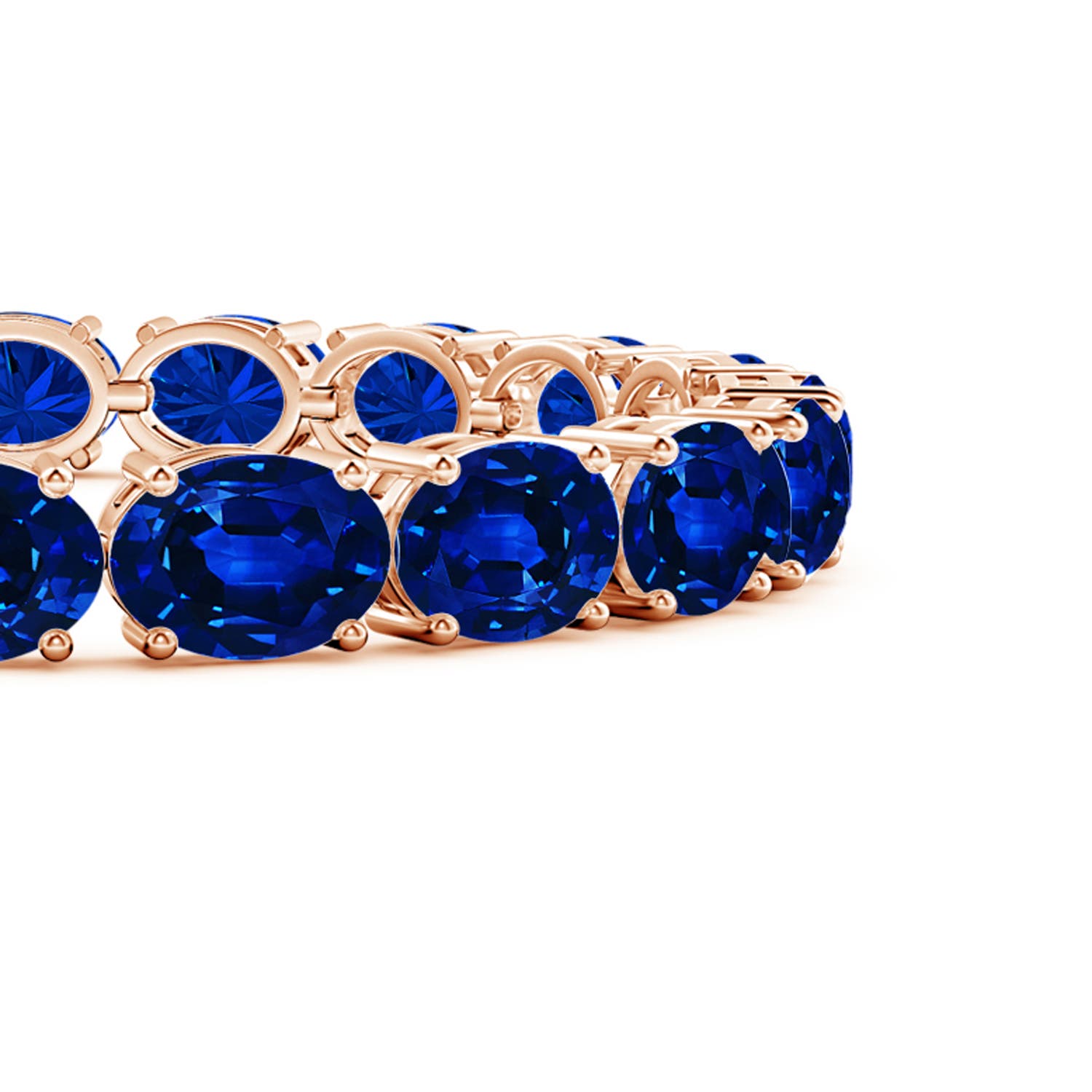 8x6mm AAAA Classic Oval Blue Sapphire Tennis Link Bracelet in Rose Gold