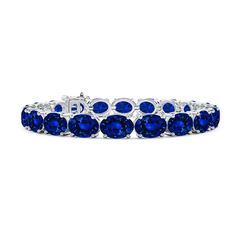 8x6mm Lab-Grown Classic Oval Blue Sapphire Tennis Link Bracelet in White Gold