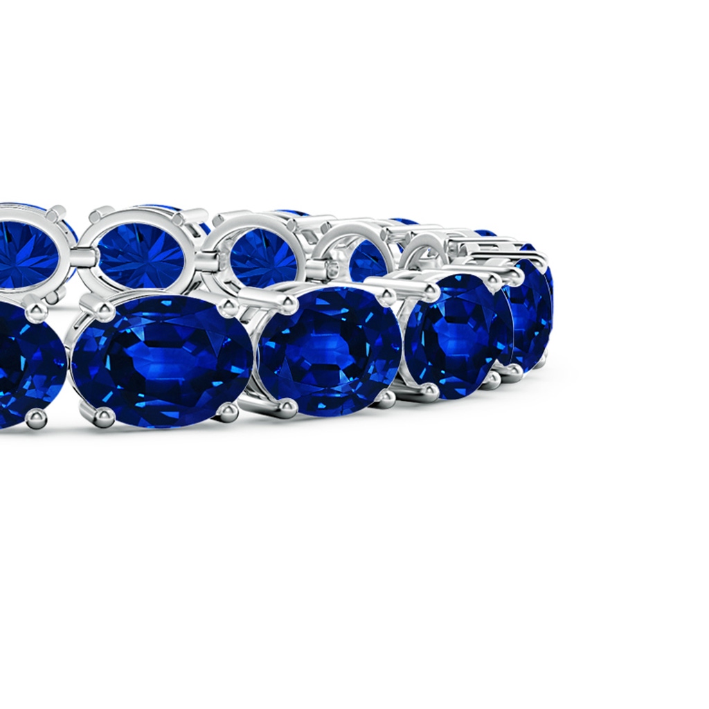 8x6mm Lab-Grown Classic Oval Blue Sapphire Tennis Link Bracelet in White Gold - side 199