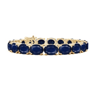 9x7mm A Classic Oval Blue Sapphire Tennis Link Bracelet in 9K Yellow Gold