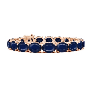 9x7mm A Classic Oval Blue Sapphire Tennis Link Bracelet in Rose Gold