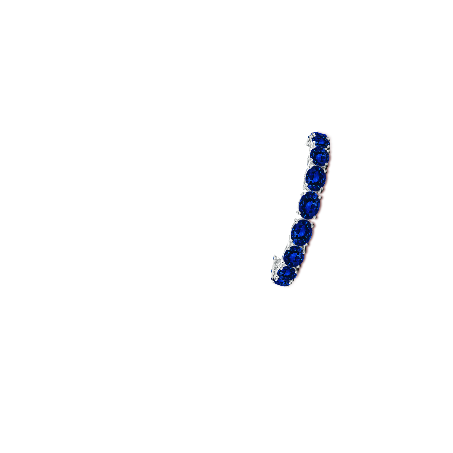 9x7mm AAAA Classic Oval Blue Sapphire Tennis Link Bracelet in White Gold - body_arm