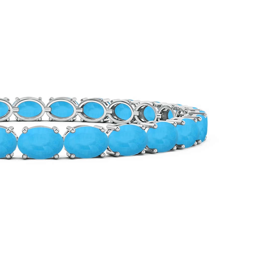 7x5mm AAA Classic Oval Turquoise Tennis Link Bracelet in White Gold Side-1