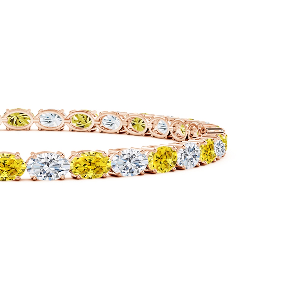 5x3mm AAAA Classic Oval Fancy Intense Yellow and White Diamond Tennis Link Bracelet in Rose Gold - side 199