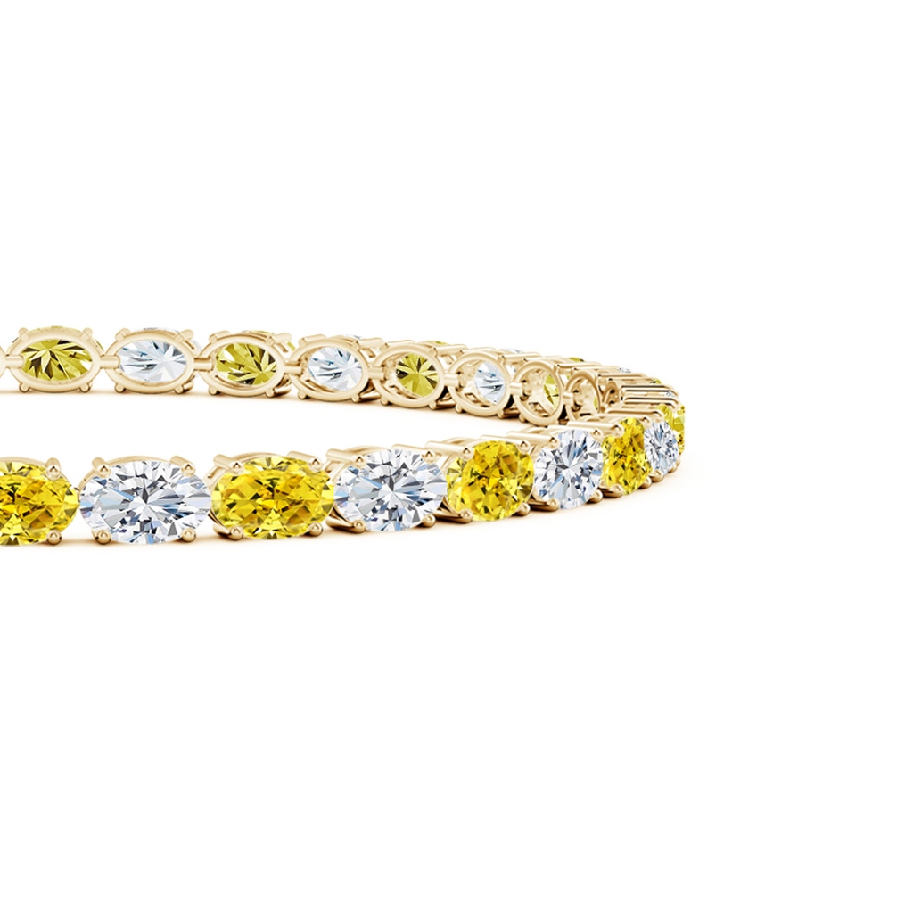 5x3mm AAAA Classic Oval Fancy Intense Yellow and White Diamond Tennis Link Bracelet in Yellow Gold - side 199