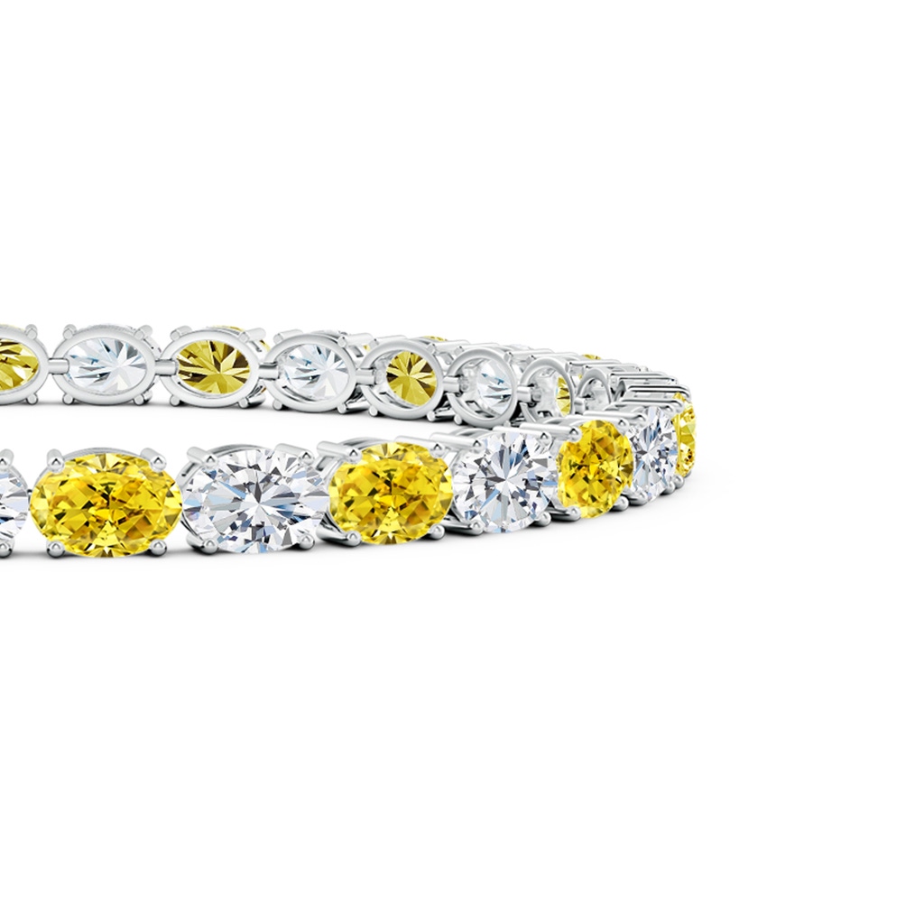 6x4mm AAAA Classic Oval Fancy Intense Yellow and White Diamond Tennis Link Bracelet in White Gold - side 199