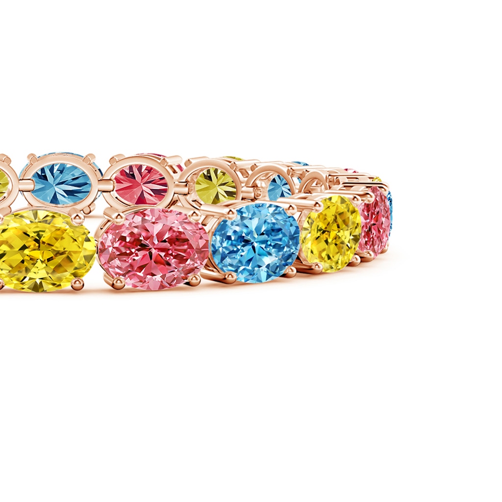 8x6mm AAAA Classic Oval Fancy Intense Multi-Color Diamond Tennis Link Bracelet in Rose Gold - side 199