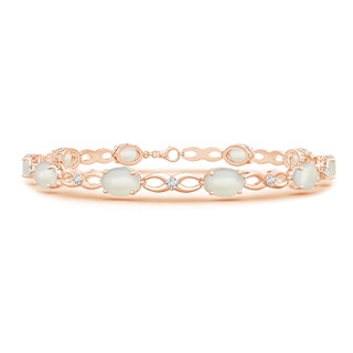 7x5mm AAA Oval Moonstone and Diamond Infinity Link Bracelet in Rose Gold