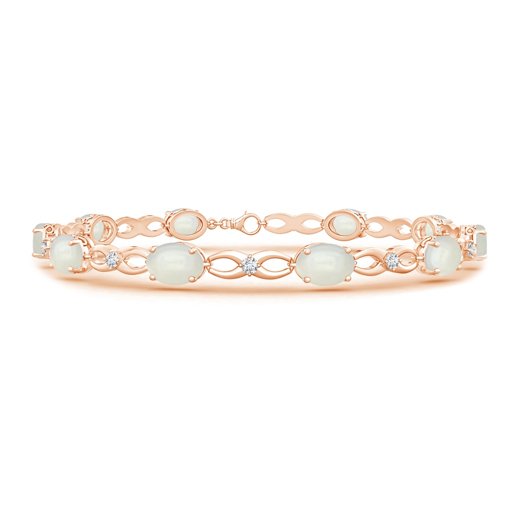 7x5mm AAAA Oval Moonstone and Diamond Infinity Link Bracelet in Rose Gold