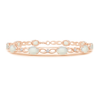 7x5mm AAAA Oval Moonstone and Diamond Infinity Link Bracelet in Rose Gold