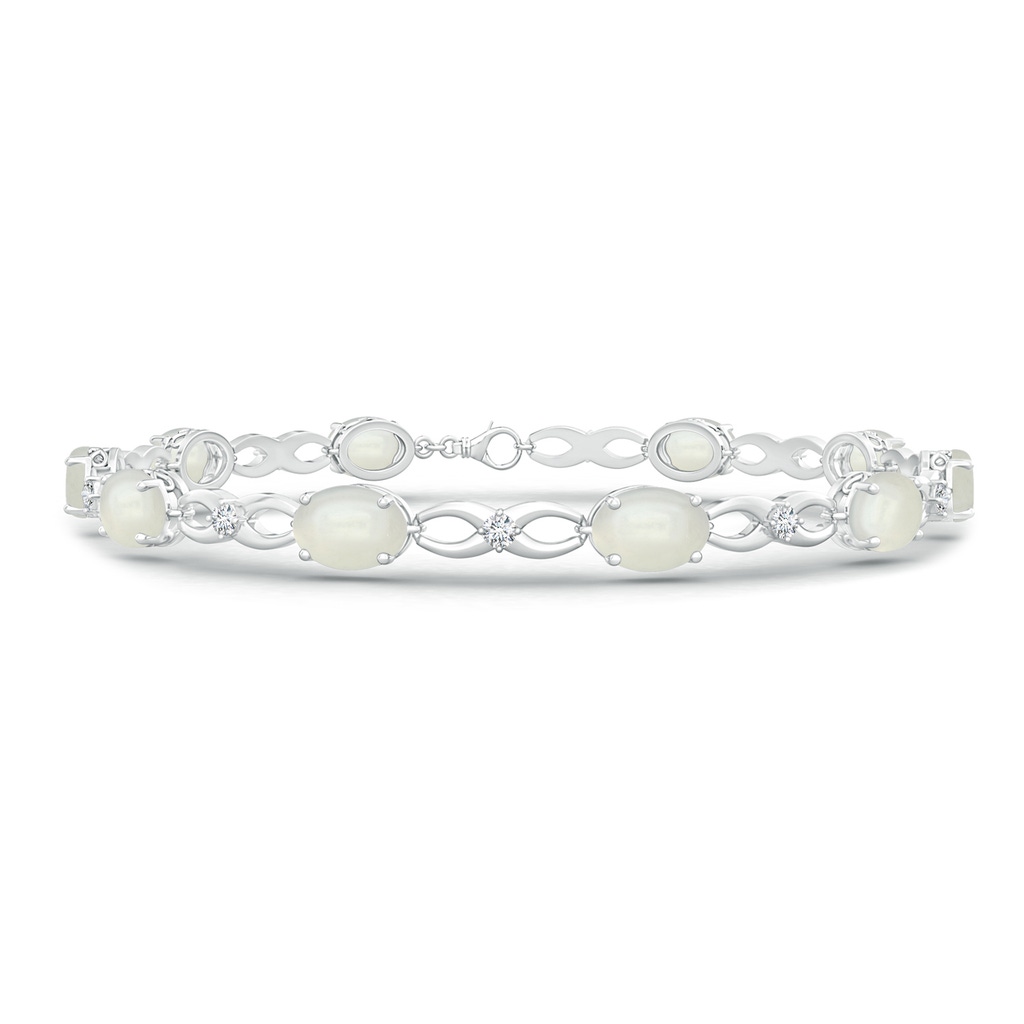 7x5mm AAAA Oval Moonstone and Diamond Infinity Link Bracelet in White Gold