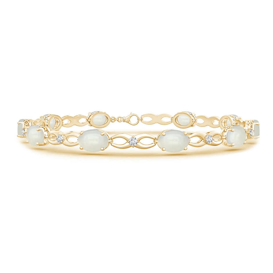 7x5mm AAAA Oval Moonstone and Diamond Infinity Link Bracelet in Yellow Gold 