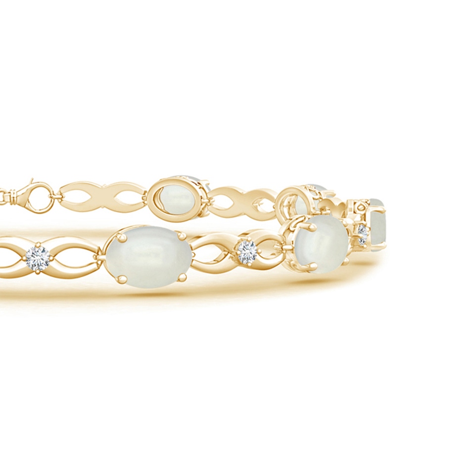 7x5mm AAAA Oval Moonstone and Diamond Infinity Link Bracelet in Yellow Gold side 1