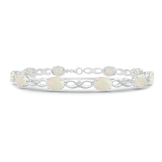7x5mm A Oval Opal and Diamond Infinity Link Bracelet in S999 Silver